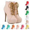 mulheres lace up high heel boots