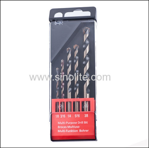 5PCS Multi-purpose drill bits METRIC sizes 4-5-6-8-10mm in plastic box