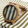 Handmade Factory Price Wood Watch Leather Strap Canvas Dial Wooden Watch