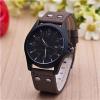 10ATM Water Resistant Leather Strap Stainless Steel Black Watch