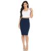 Popular Simple Stretch Slim Fit Skirt Solid Color Mid High Waist Pencil Knee-Length Straight Skirt