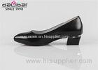 comfortable wedge heel slip on black Genuine Leather dress shoes office lady walking shoes