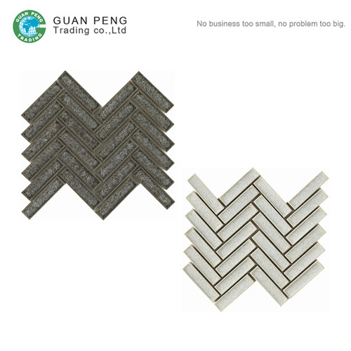 Ice Porcelain Herringbone Mosaic Wall Tile