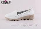 White color single leather nursing clogs for women medical footwear TPR outsole