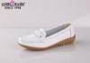 Cow leather TPR sole slip on white nurse work shoes with no laces for clinics working