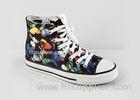 Colorful Male Lace Up High Top Canvas Shoes With Health Care Functions