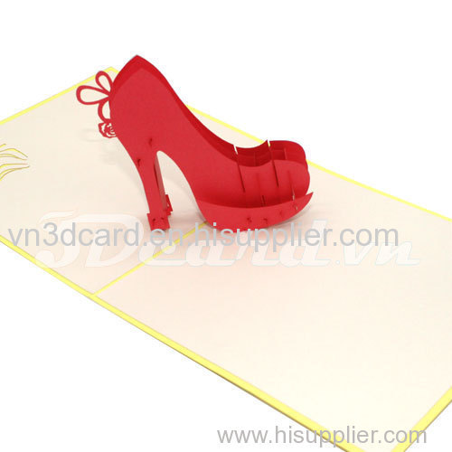 High heel-3d card-handmade card-pop up card-birthday card-greeting card-laser cut-paper cutting