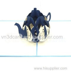 Teapot-3d card-handmade card-birthday card-pop up card-greeting card-paper cutting-laser cut