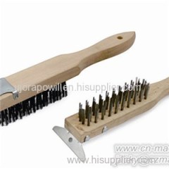 Black Steel Bristle Wooden Handle Wire Brush