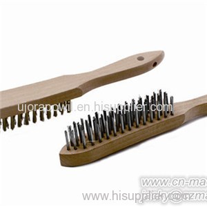 Stainless Steel Bristle Wooden Handle Wire Brush