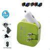 2 In 1 2 Port USB Car Charger Universal Portable Home Wall AC Power Adapter