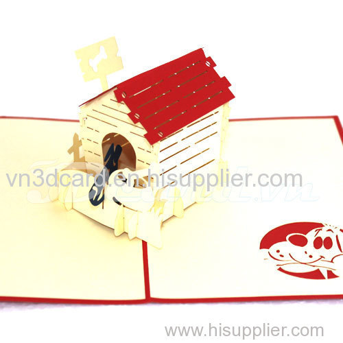 Nice Dog House-3d card-pop up card-handmade card-birthday card-greeting card-laser cut-paper cutting