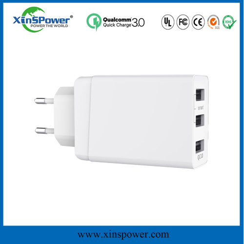 shenzhen xinspower 5V 2.4A Qualcomm functional 3 Ports EU plug Charger