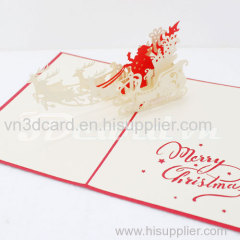 Santa 1-3d card-handmade card-pop up card-Xmas card-Christmas card-laser cut-paper cutting