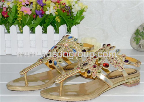 Women rhinestone flat strappy sandals