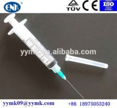 Disposable 5ml luer lock syring plastic high quality PP material with stainless steel needle 21g