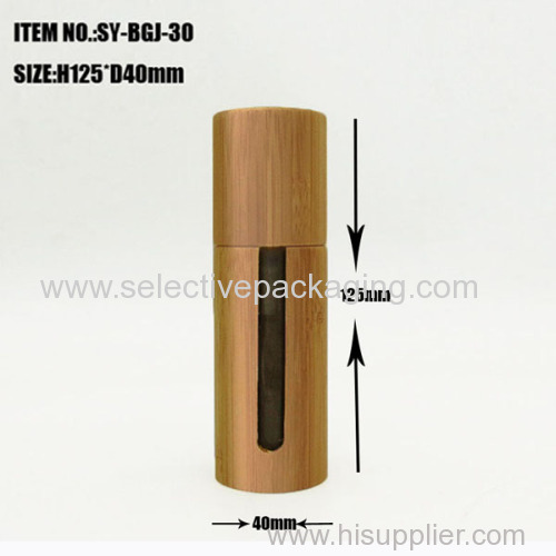 Glass bamboo lotion pump cosmetic bottle