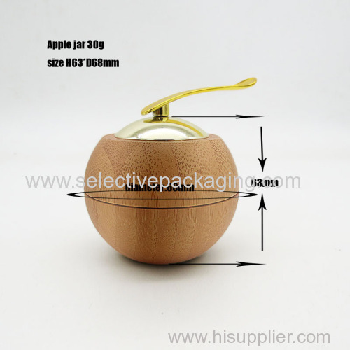 30g bamboo plastic apple jar cream container with spoon