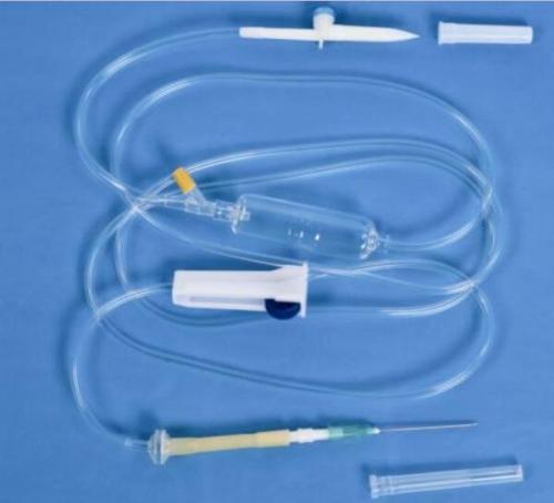 ENK disposable infusion set for single use blowing drip chamber with rubber injection 21g needle