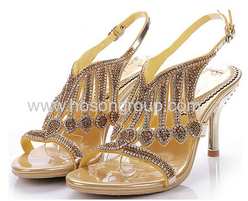 Ladies rhinestone low heel sandals