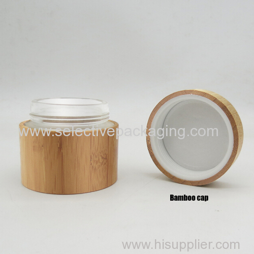 50g luxury bamboo glass face cream jar cosmetic container