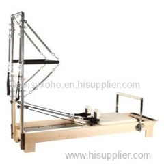 Classic New Household Pilates Wood Reformer with Half Trapeze Studio Comfortable Fitness Machine with Tower