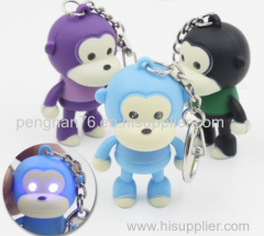 Promotional customized LED light animal keychain