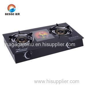 Tempered Glass 2 Burners Table Top Kitchen Use Gas Stove