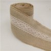 Natural Rustic Burlap Craft Ribbon Rolls With White Cotton Lace