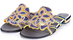 Laides fashion flat heel rhinestone slippers