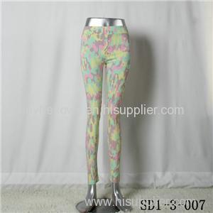 Women Fashion Sexy Woven Camouflage Printing Of Tall Waist Skinny Green Leggings