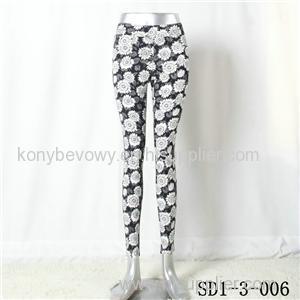 Women Fashion Sexy Woven Sunflower Printing High-waist Slimming Leggings