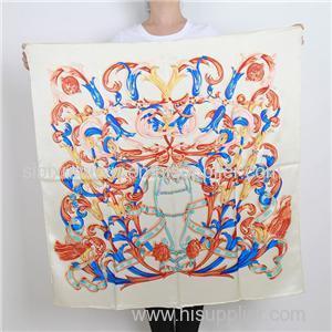 Customize Logo High Quality 100% Silk Scarf Printed Painting Bandana