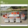Aluminum Rattan Rectangle Dining Table And Chairs Set