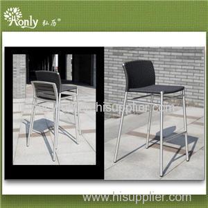Stacking Aluminum Rattan Bar Stool Chairs