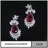 Wholesale Woman Fashion Crystal Ruby Earring Flower CZ Diamond Stud Earrings