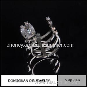 China Imitation Jewelry White Gold Adjustable CZ Ring Design For Sale