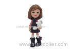 Custom Plastic Figures Toys Lovely Girl Doll Toys With Bead Light Brown Hair