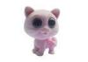 Cartoon Pink Flocked Animal Toys Big Bright Eyes Kitten Stuffed Animals Style