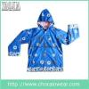 YJ-1101 Childrens Kids Blue PU Rain Jacket Parka Kids Rain Coats