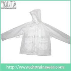 YJ-1057 Clear Transparent PVC Womens Lightweight Rain Jacket Ladies Rainwear