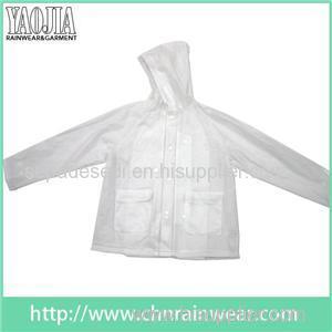 YJ-1057 Clear Transparent PVC Womens Lightweight Rain Jacket Ladies Rainwear