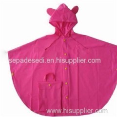 YJ-6080 Cute Pink PVC Disposable Children's Totes Rain Poncho Raincoats For Girls