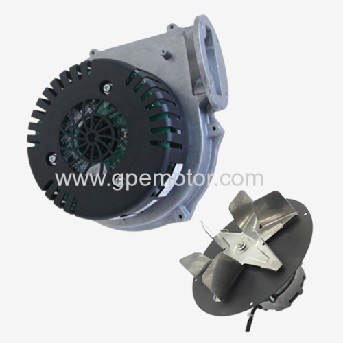 EC exhaust blower for solid fuel Gas heater