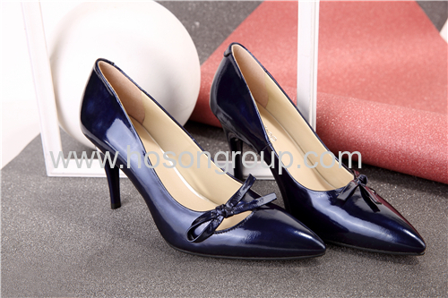 Bowtie patent leather foldabel heel ladies dress shoes
