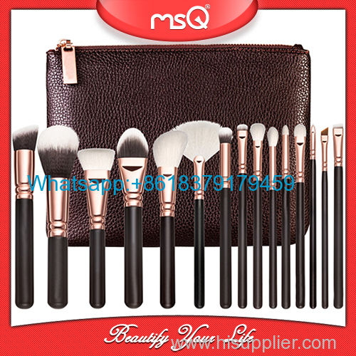 MSQ 15PCS Private Label Custom Goat Hair Makeup Brush Set Best for Makeup