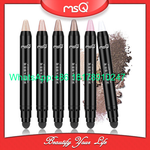 MSQ Eyeshadow Cream Pen Double Ended Cosmetics Eye Shadow Pencil Highlighter Shimmer Makeup Beauty Tool with Sponge Appl