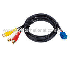 Car Audio Video cable for Toyota Blue 6pin connector to 3 RCA female 150cm