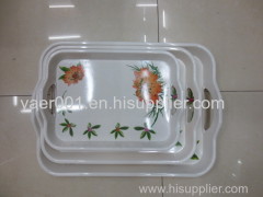 MELAMINE SERVING TRAY WITH HANDLE PRINTED 15 17 20 3 PCS SETS unbreakable customization