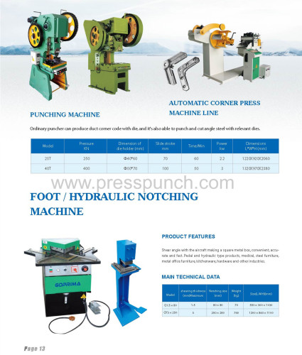 tdf flange making machine for square duct ventilation